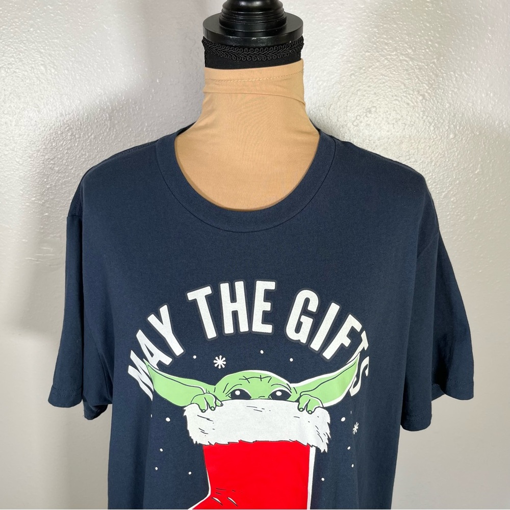 Star Wars baby Yoda funny cute Christmas graphic tee XL festive holiday relaxed - Picture 4 of 8